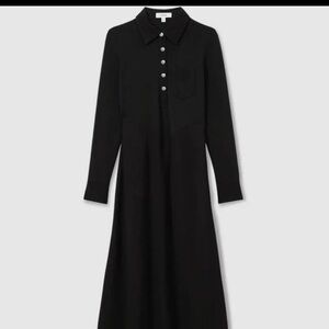 Reiss Black Long-Sleeve Polo Maxi Dress